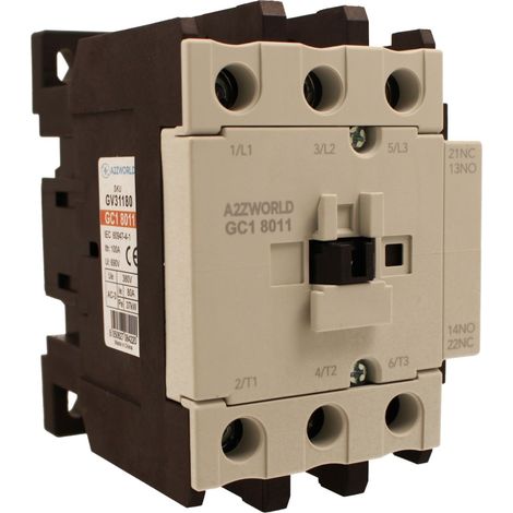 Contattore Motore 3P 4M, Teleruttore Trifase Industriale AC 380V 3NO, Bobina 220V AC, Contatto Ausiliare 1NO+1NC, IP20 (80A) (1/3)