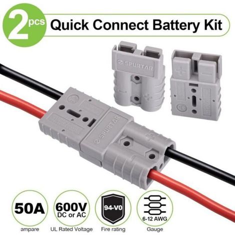 Connecteur Anderson - 50 A - Calibre 6 à 10 - Connexion Rapide Batterie - Paire (1/4)