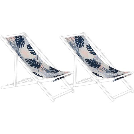 Set di 2 Teli Sostitutivi per sdraio fantasia foglie tropicali blu Anzio / Avellino