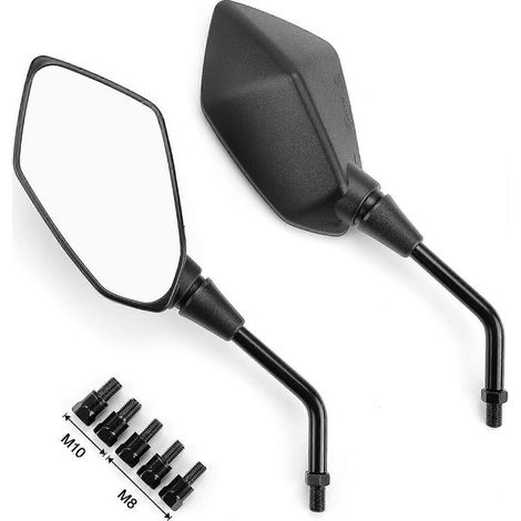 Rétroviseurs universels KEMIMOTO pour motos, rétroviseur latéral convexe pour guidon avec boulon M8/M10, pour motos, scooters, quads, SSV, motos tout-terrain et plus encore. (1/5)