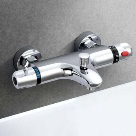 Thermostat-Badarmatur aus Messing, Thermostat-Duscharmatur mit 38°C-Sicherheitstaste (1/4)