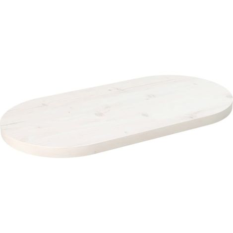 Dessus de table, Plateau De Table blanc 60x30x2,5 cm bois de pin massif ovale LKF55572 (1/5)