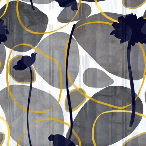 Tela decorativa para exteriores Oxford - motivo floral sobre piedras I DR105 (1/5)