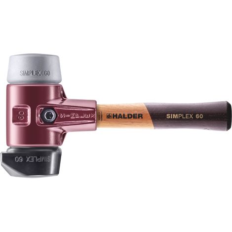 HALDER SIMPLEX Schonhammer Ø 60 mm Gummi schwarz / TPE-mid grau mit Standfuß kurzer Stiel mit Tempergussgehäuse (1/5)