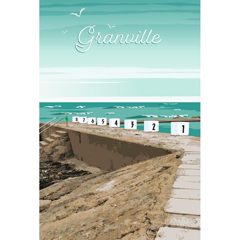 Tableau sur toile illustration Granville 30x45 cm - Impression sur Toile Murale Décorative - Image imprimée en HD sur Toile - Toile sur Châssis en Bois FSC - Fabriqué en France (1/4)