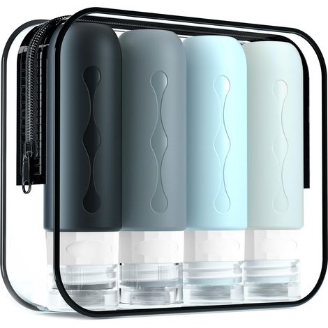 APEX Distributeurs de liquide de 90 ml - Lot de 8 - Colorés - Autorisés pour le transport aérien - Accessoire de voyage indispensable (1/5)