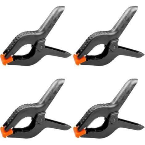 4 pièces 6" 158 MM pince a ressort plastique, pince de serrage force de serrage élevée ouverture maximale 65MM, pince serre joint avec mobiles mâchoires pour bois atelier photographie, noir
