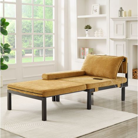 Sessel Sofa klappbar Schlafplatz Samt Gelb OKMYHOME (1/5)