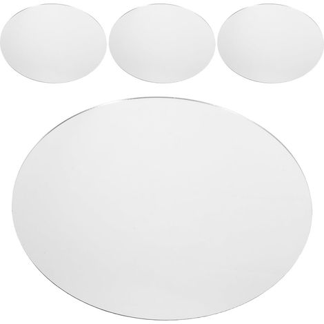 4 Pièces Plateau Miroir Rond en Acrylique Argenté Autocollant Dos Auto-adhésif et Résistance aux Chocs pour Décoration Moderne de Centre de Table Lors de Mariages (1/5)