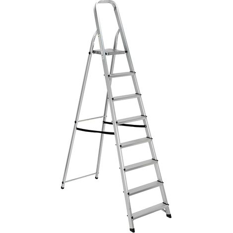 Scala in alluminio con otto gradini per uso domestico e bricolage pieghevole (1/4)