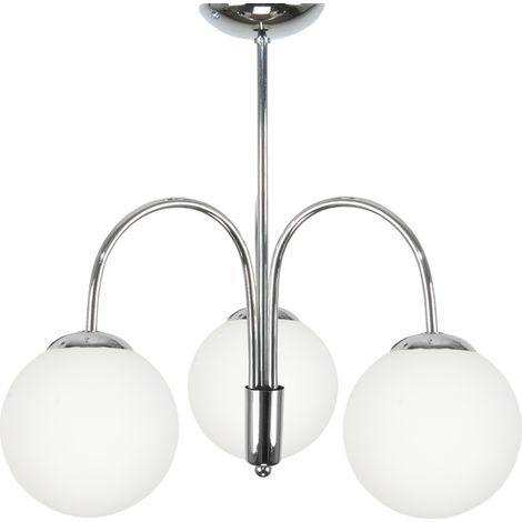 Lámpara de techo colgante tipo araña, pantalla de cristal cromado, bola blanca, dede 13-742