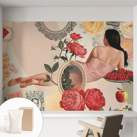 Carta Da Parati - Murale Alla Moda Decorazione - Camera Da Letto - Con Colla Gratuita Eleganza floreale 152x104 cm (1/5)