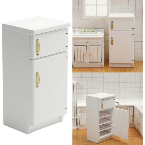 Modèle réduit de réfrigérateur pour maison de poupée à l'échelle 1:12, jouet pour scène de jeu. (1/4)