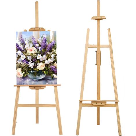 1.5M/59inch Studio Easel Wooden A-Frame Folding Pine Wood Artist Art Craft Adjustable Display Exhibition for Wedding Drawing Painting Holder- Easy to Assemble