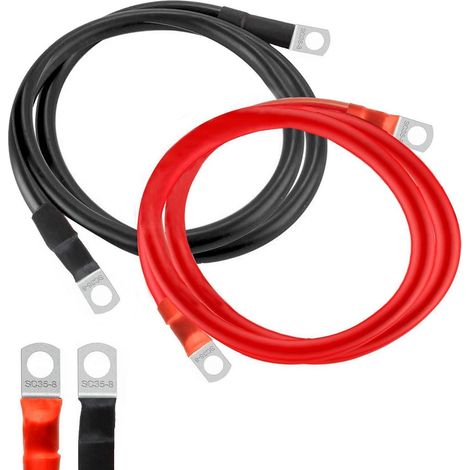 Câble de batterie 35mm² 100cm avec cosses M8 pour voiture, moto, camping-car (1/5)