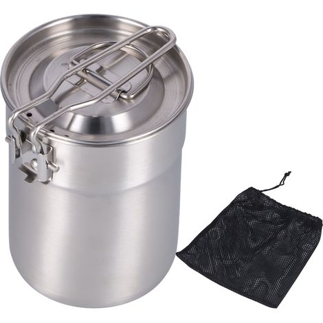 Cafetière de camping d'extérieur 1L avec couvercle et poignée pliable pour la randonnée (1/5)