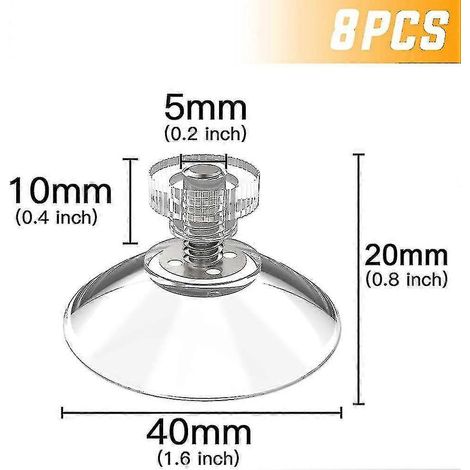 41-mm-Saugnäpfe, Set mit 8 Saugnäpfen aus Edelstahl mit M5-Gewinde