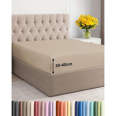 Drap-Housse 80x200 cm Crème - Bonnet Extra Profond 40cm (16") - Microfibre Brossée Premium Qualité - Tissu Doux et Respirant - Infroissable, Hypoallergénique et Certifié Oeko-TEX Standard 100 (1/5)