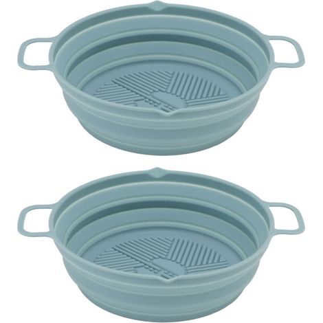 2pcs Fryer Silicone Liner Collapsible Food Grade Silicone Pot for Air Cooker Round Fryer Silicone Basket Blue (1/5)