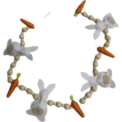 Guirlande De Lapin De Pâques - Carottes En Tissu - Décoration Murale Pour Fête De Pâques - Longueur 100 Cm - 4 Lapins 3D + 5 Carottes - Lot De 1 (1/5)