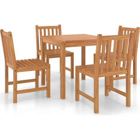 Maison Exclusive - 5-teiliges Garten-Ess-Set 80 x 80 cm Massivhol (1/5)