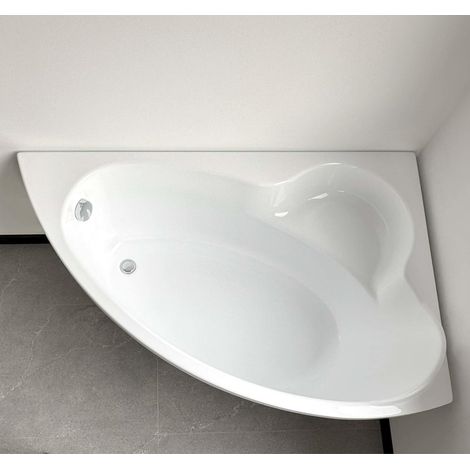 ECOLAM Baignoire d'angle acrylique Ada 140 x 90 cm droite, pieds, siphon + silicone. Baignoire en acrylique blanc (1/5)