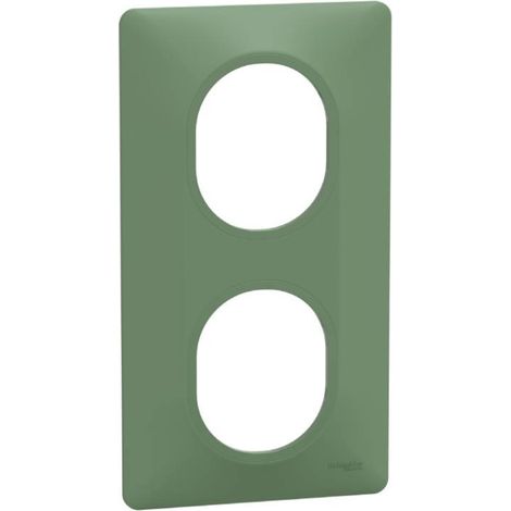 Plaque de finition 2 postes - Vertical - Ovalis - S320724B - Schneider - Vert forêt