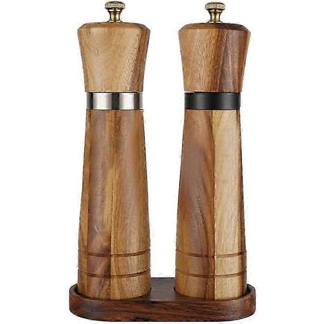 Ensemble moulin à sel et à poivre, moulin en bois, réglage de la mouture en céramique facilement ajustable, taille L (1/5)