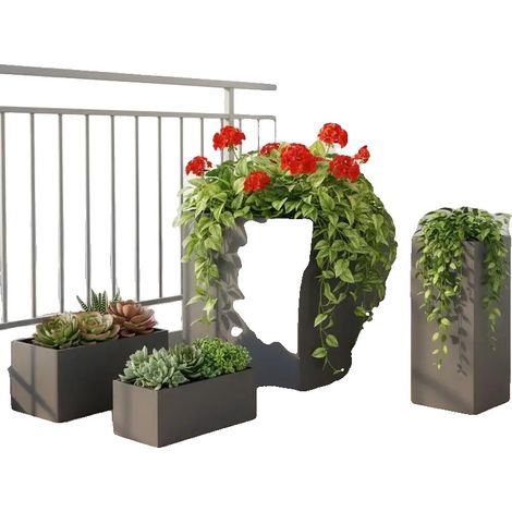 Jardinières en acier Corten, résistantes aux intempéries, design durable, 42 x 40 x 39 cm-a (1/2)