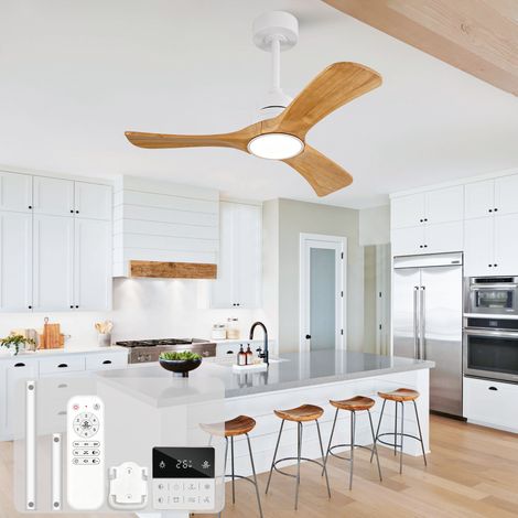 36-Zoll Deckenventilator mit Licht, Fern- und Wandsteuerung, weiße Abhängestange (1/5)