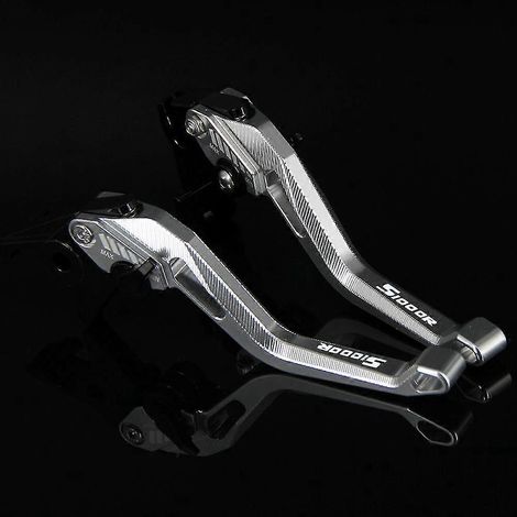 Leviers de frein et d'embrayage réglables CNC pour moto, design losange creux 3D breveté, compatibles BMW S1000R (avec et sans cylindrée) 2014 - Argent (1/5)