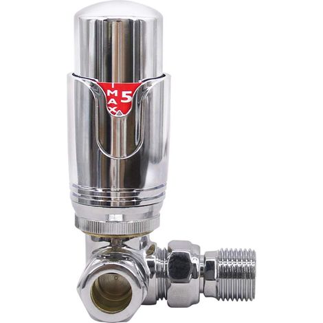 Corner Thermostatic Towel Rail Radiator Valve 15mm Central Heating Taps Chrome (1/3)