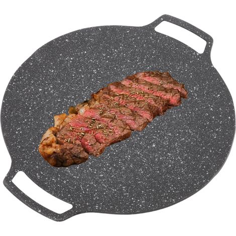 Gril Antiadhésif Pour Barbecue Coréen, Plaque De Barbecue, Plaque De Cuisson, Poêle à Griller Ronde Antiadhésive Poêle à Griller Coréenne Pour Cuisinière (30cm Universel) (1/5)