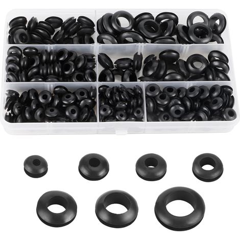 260 Pièces Passe Oeillets en Caoutchouc Assortiment, Bouchons Oeillet en Caoutchouc 7 Tailles Joints Toriques Rondelles œillets pour Fil Fiche Câble Auto Voiture Camion (1/5)