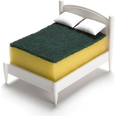 Support à Éponges en Forme de Lit, Rangement pour Éponges et Tampons à Récurer, Organisateur Cuisine et Salle de Bain