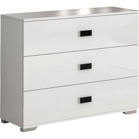 CADIRY - Commode 3 Tiroirs Laquée Blanche (1/2)