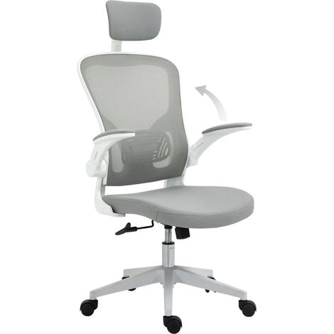 Sedia da ufficio ergonomica con poggiatesta e funzione oscillante, grigia, 65 x 64 x 114-122 cm (1/3)