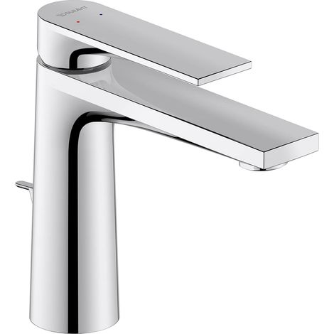 Mitigeur monocommande de lavabo, Robinet lavabo, Taille M (hauteur de sortie 122 mm), Robinet salle bain avec tirette et garniture de vidage, Robinet, chromé (1/5)