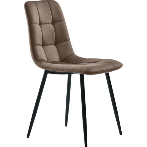 Chaises de salle à manger (4), marron, lot de 4 chaises design rembourrées avec dossier, assise en velours (1/5)