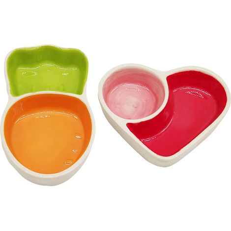 Lot de 2 gamelles en céramique, bols nourriture et eau, surface lisse, résistants, pour hamster et petits animaux (1/5)