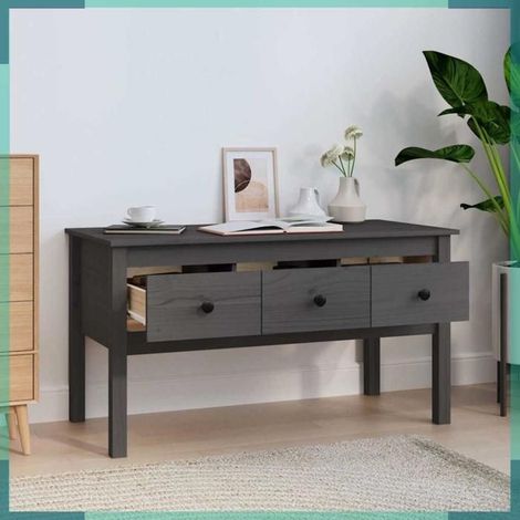 Table basse - 820943 - Gris - Bois massif de pin - 102x49x55 cm (1/5)