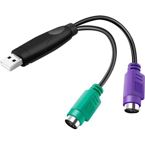 Adaptateur PS/2 vers USB (1 pièce) pour clavier et souris, câbles USB vers double PS/2, accessoires informatiques (noir) (1/5)