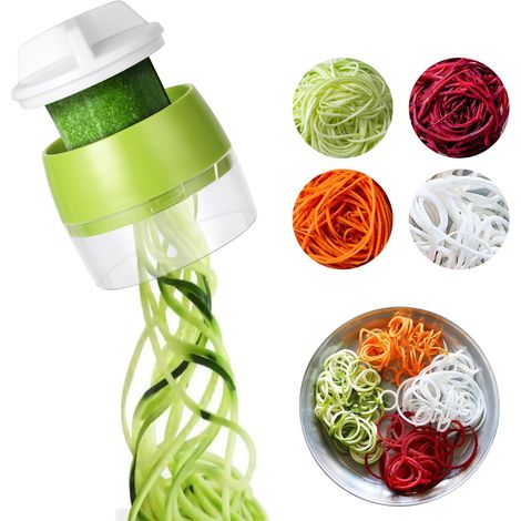Coupe Légumes, Coupe légume Spiralizer 4 en 1, Spaghetti Légume, Spirale de Légumes Trancheuse pour Courgette Nouilles, Carotte Spaghettis, Concombre Tagliatelle (1/5)