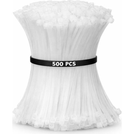 Lot de 500 Serre-Câbles 100 mm x 2,5 mm 500 Blanc Colliers de Serrage Plastique Organisation Fils Électriques, Bricolage, Maison 500 Pièces (1/5)