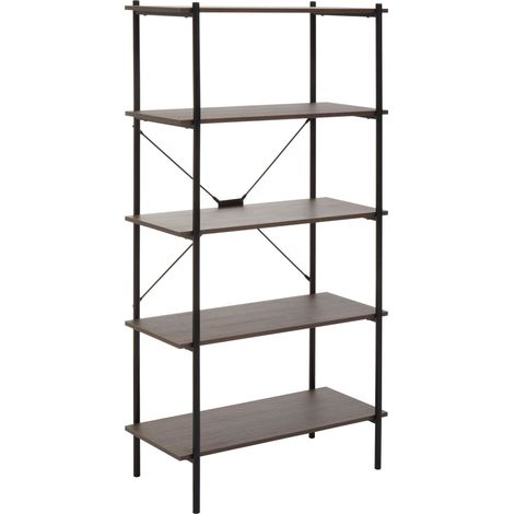 Interiors by Premier Storage Five Tier Dark Oak Shelf Unit, Versatile And Adaptable Shelving Unit, Durable tall Cupboards
