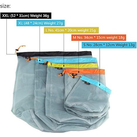 Demeras Camping Mesh Bag Reusable Ultralight Mesh Drawstring Sack for Outdoor Activities Hiking Travelling Storage Bag(XXL Black) (1/5)