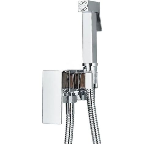 Bidetarmatur, Duscharmatur aus Messing, Waschmaschinenmischer, Warm- und Kaltwasseranschluss, Vierkantarmatur, Brausekopf, WC-Armaturen (Chrom poliert) Chrom poliert 1 UK (1/5)