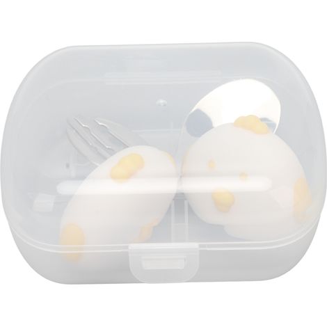 Set de cuillère et fourchette bébé en acier inoxydable, manche court portable, couverts pour enfants, maternelle et école, blanc (1/5)