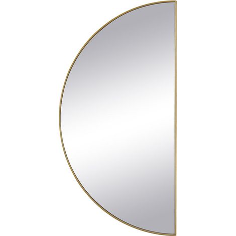 Vente-Unique – Miroir mural demi-cercle doré en métal – Dimensions L.50 x H.100 cm – Décoration murale moderne – Idéal pour intérieur contemporain (1/4)
