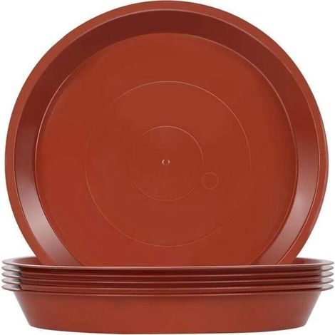 Lot de 6 Soucoupes pour Plantes, Soucoupes pour Pots de Fleurs pour Plantes, Plateaux de Planteur pour Intérieur, Extérieur, Jardin - 23cm/Rouge (1/4)